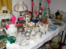 Tea Pots, Lamps, Creamer and Sugar Sets