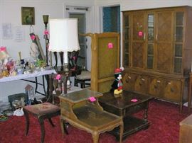 China Cabinet, End Tables, Chair, Table Lamp