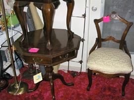 Drexel Octagon Table, Oval End Table, Side Chair