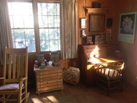 19th century cherry & mahogany roll top desk