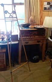 19th century advertising spool cabinet, desk, and easel