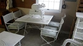 Wrought iron garden set, many more pieces of cast iron outdoor garden furniture