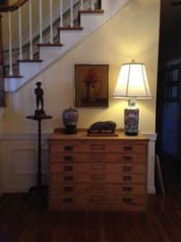 Several document/folio/flat file chests of drawers