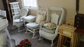Antique wicker patio furniture, folding directors chairs