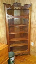 19th century carved oak corner cupboard - original finish