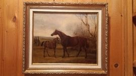 Antique Oil painting of horses, one of many sporting art pieces
