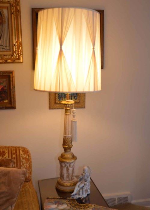 BUY IT NOW!  Lot #309, Pair of Tall Vintage Table Lamps with Cherubs, $150