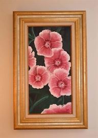 BUY IT NOW!  Lot #313, Original Framed Artwork / Painting (Pink Flowers), $60