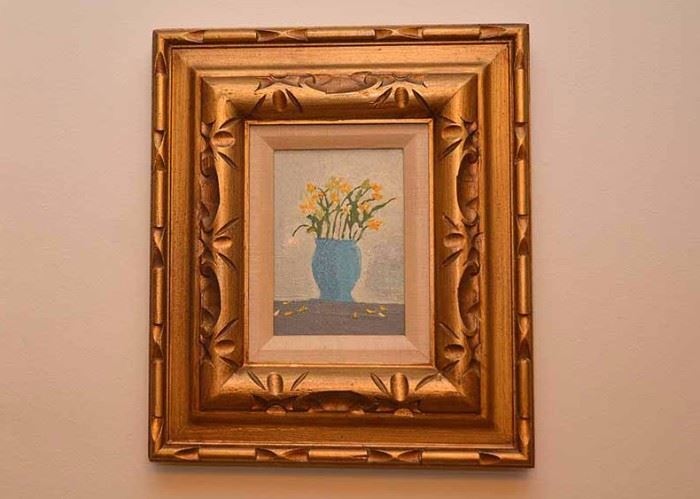BUY IT NOW!  Lot #322, Original Framed Artwork / Painting (Still Life Daffodils), $45