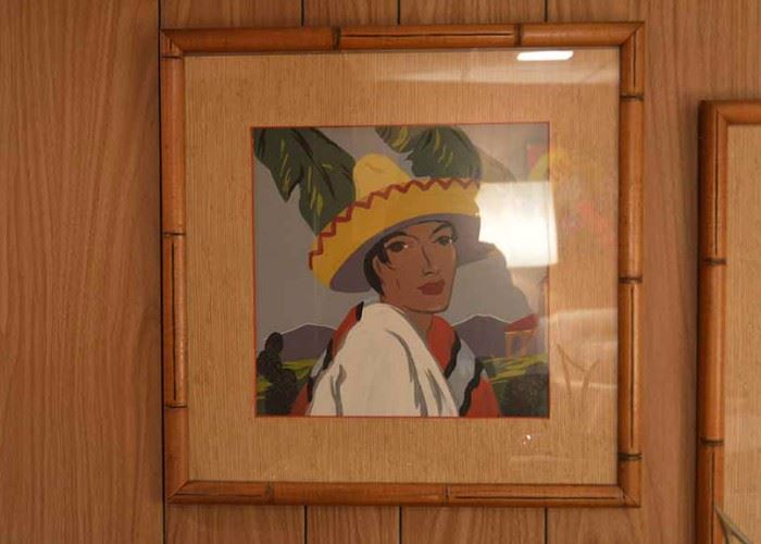 BUY IT NOW!  Lot #325, Vintage Mexican Art / Bamboo Frame, $45