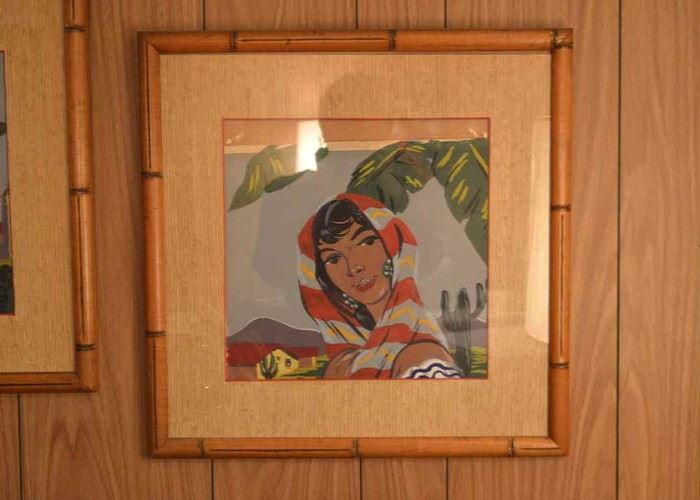 BUY IT NOW!  Lot #326, Vintage Mexican Art / Bamboo Frame, $45