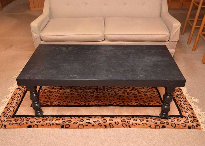 BUY IT NOW!  Lot #331, Ebony Wood Coffee Table with Turned Legs, $50