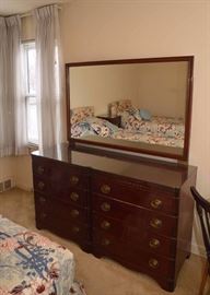 BUY IT NOW!  Lot #361, Vintage Mahogany 8-Drawer Lowboy Chest with Mirror, $100