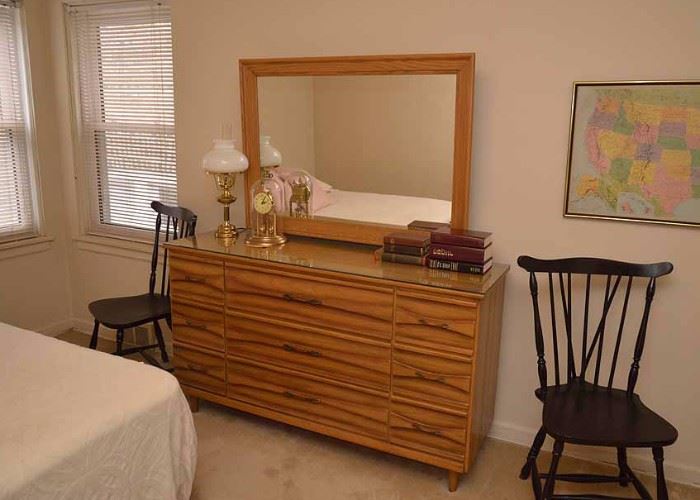 BUY IT NOW!  Lot #371, Vintage 9-Drawer Lowboy Chest with Mirror, $120