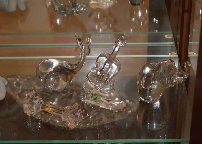 Glass Figurines (Whale, Violin, Elephant)