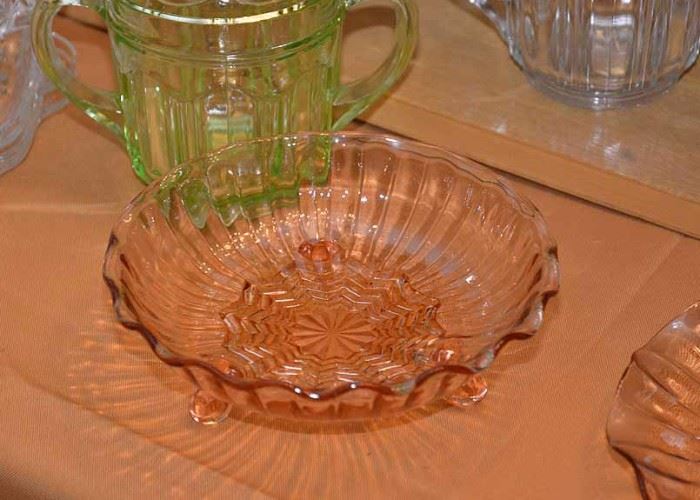 Depression Glass Footed Bowl