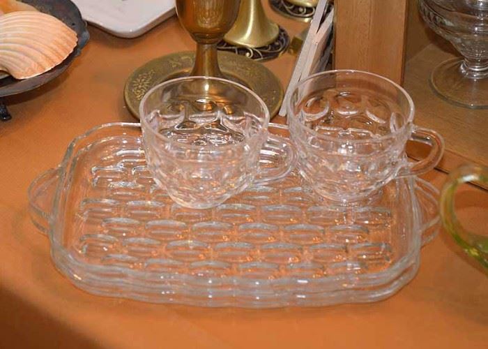 Glass Luncheon Plates with Cups (2)