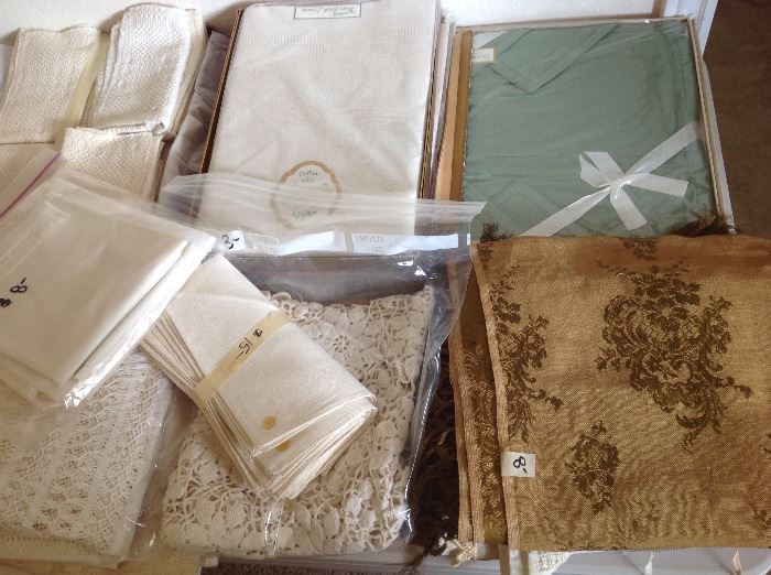 Irish linens, lace, doilies, tablecloths, napkins some beautiful items!