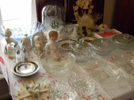 Assorted vintage glassware, Precious Moments