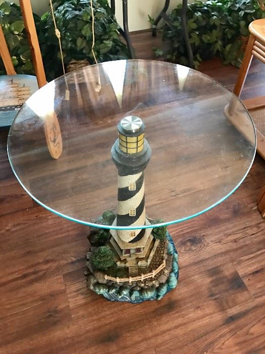 Lighthouse glasstop end table