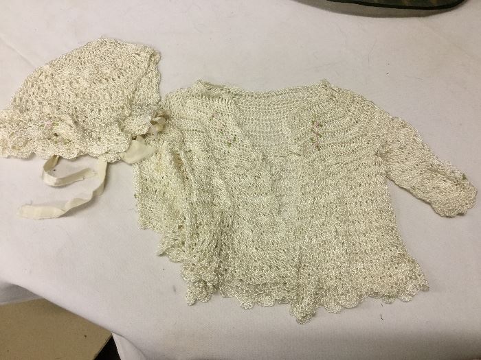 Dress # 199.     crochet baby jacket and bonnet