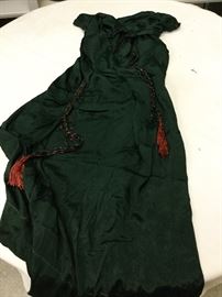 Dress #209.  green silk dress is torn down the middle -probably rot, strictly for pattern or trim