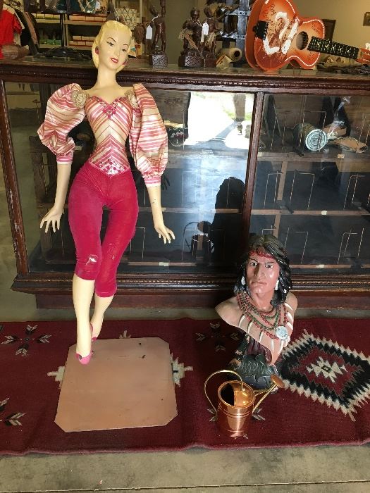 Last minute additions!  Look at this beautiful little lady and her Native American friend!    39" mannequin and Indian bust. 