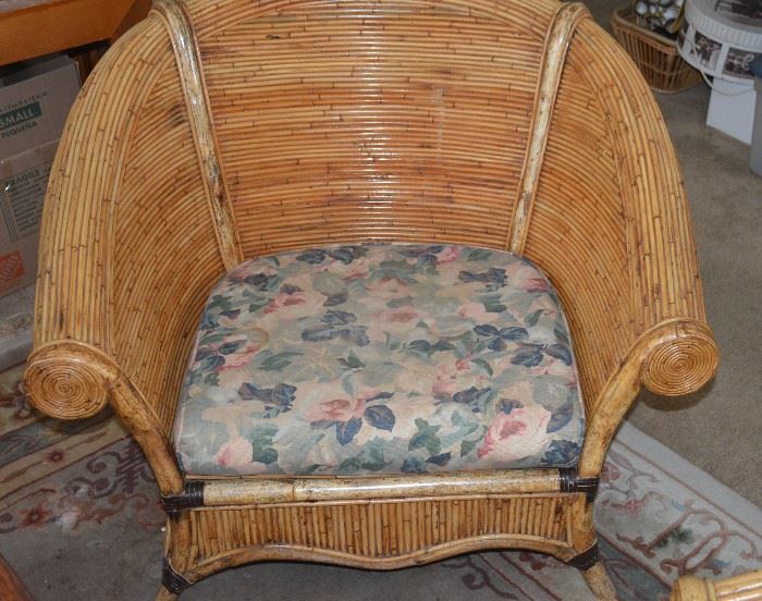 ROCHE-BOBOIS rattan barrel chairs (2)