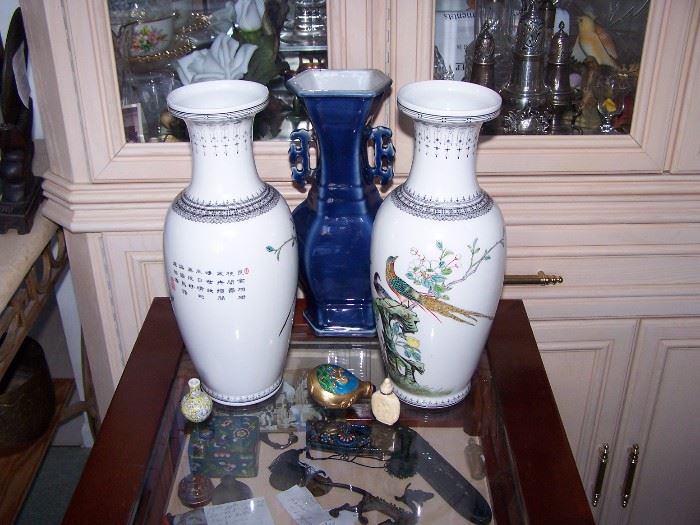 BLUE VASE  & OTHERS 2- ALL HANDPAINTED  