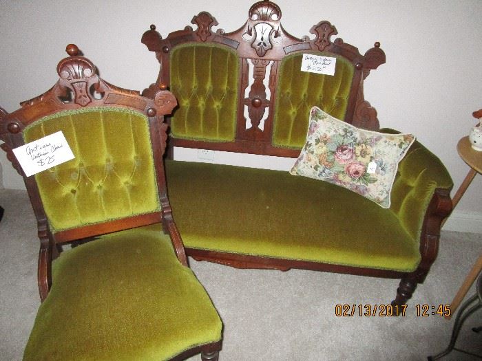 Antique Victorian  Walnut Love Seat, matching chairs, sold separately....