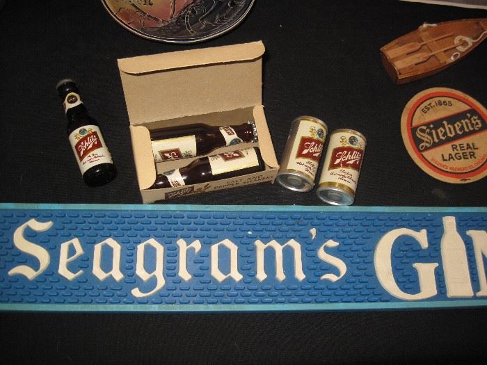 Seagram's Gin , beer salt and pepper shakers 