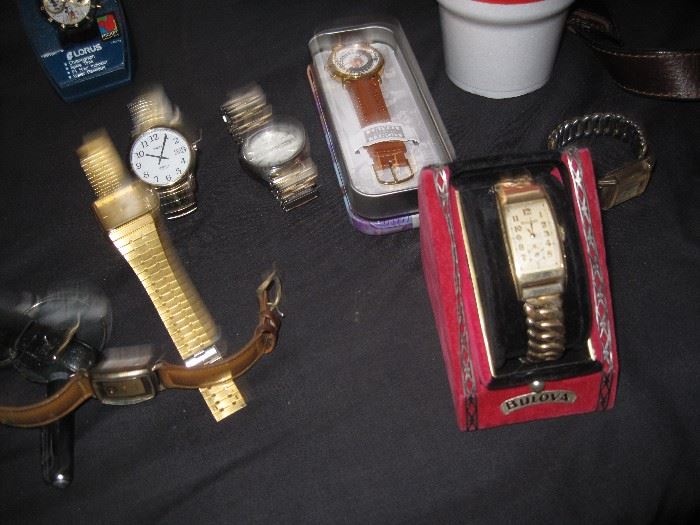 Vintage men’s watch (Bulova) 10K model 7583665
·        Vintage men’s watch (Clinton)
·        Vintage men’s watch (Grennso – swiss 17 jewel)
·        Men’s watch (Fossil – Lionel Train)
·        Men’s Chronograph watch (Lorus – Mickey Mouse)
·        Men’s watch (Pulsar – 2)
·        Men’s watch (Timex)
·        Men’s watch (Seiko – model 625234)