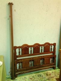 Vintage Link-Taylor Espanol Oak Extra-Long Double/Full Bed - Headboard, Foot Board, Side Rails & Slats