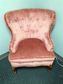 Vintage Pink Crushed Velvet Upholstered Arm Chair - 1 of 2