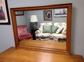 Vintage Sumter Cabinet Maple Eight-Drawer Dresser w/ Mirror - Mirror Detail