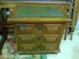 Vintage Link-Taylor Espanol Oak Slate Top Three-Drawer Nightstand - 2 of 2