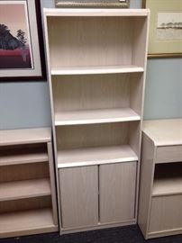 Whitewashed Four-Shelf Cabinet Bookcase 