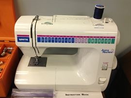 White Model 1977 Sewing Machine w/ Vinyl Cover & Original Box