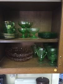 Vintage green depression glass