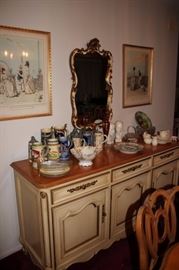 Server and Decorative Serving Pieces,Mirror and Art