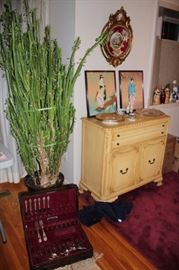 Potted Plant, Cabinet, Flatware and Decorative