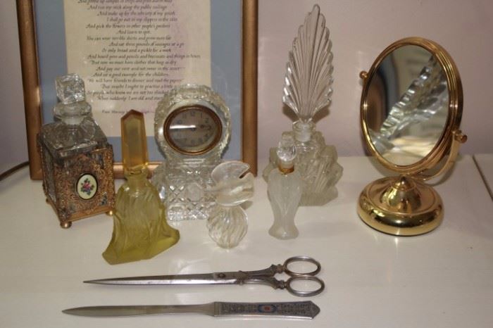 Perfume Bottles, Mirror, Clock and Letter Opener