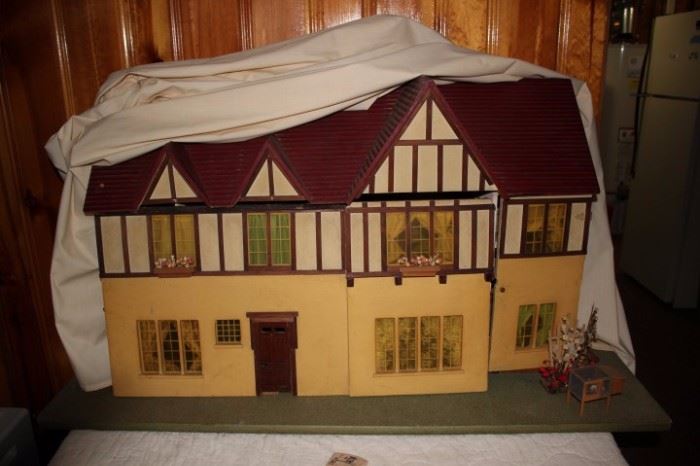 1930's Doll House With Enormous Amount Of Furniture From That Era
