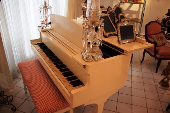 Lacquered White Baby Grand Piano
