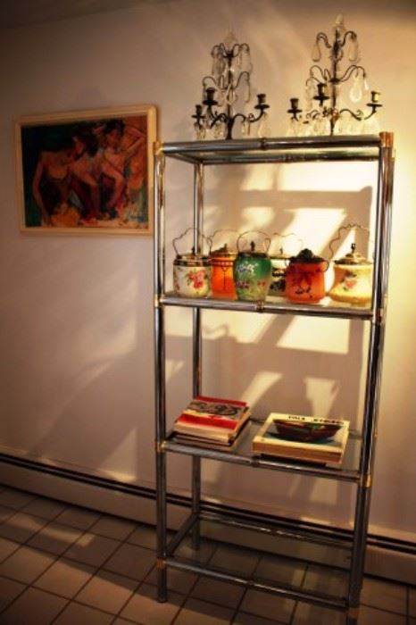 Metal & Glass Shelves with Decorative