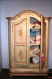 Stenciled Armoire and Linens