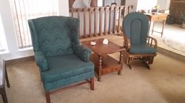 We have a pair of the wingback chairs and a lovely Early American glider and rocker.