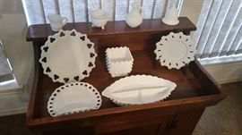 Several pieces of Milk Glass