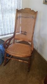 Oak Lincoln Rocker  - cane back and seat.  needs a little  TLC