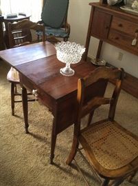 Mahogany drop leaf end or occasional table with drawer , all original 